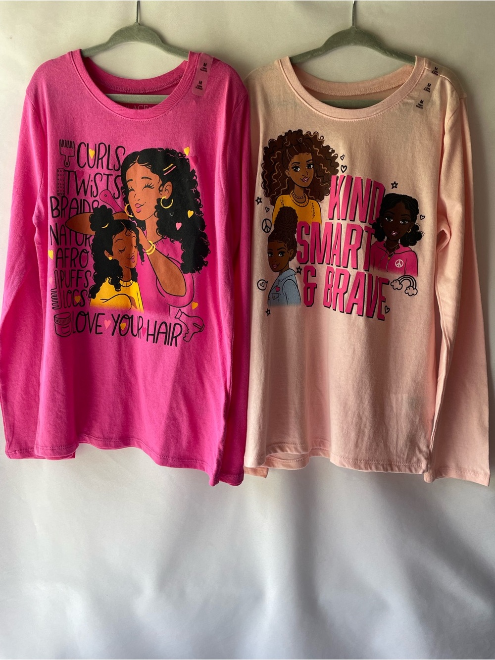 2 Kids Girls Sz 7/8 M Long-Sleeve Graphic Tees